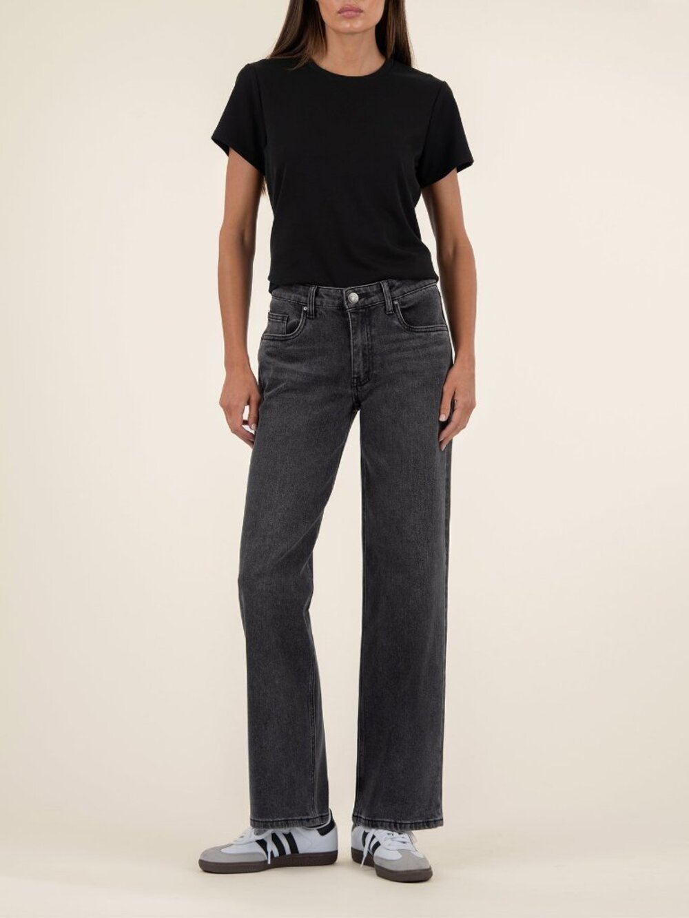 Kut from the Kloth Selena Baggy Low Rise Straight Leg, Petite in Fateful Wash Si
